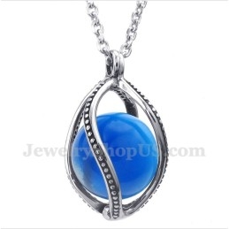 Pingente Masculino De Opala Azul De Titânio Com Corrente Grátis