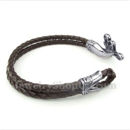 Pulseira Masculina De Couro De Titânio