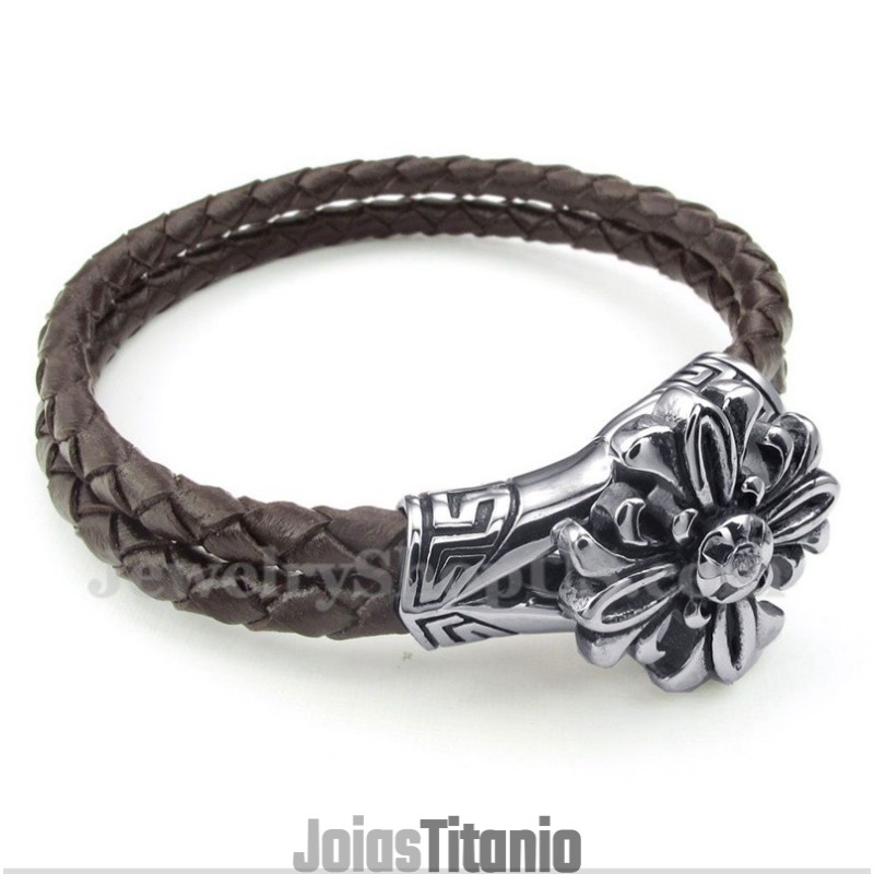 Pulseira Masculina De Couro De Titânio Pulseira Masculina De Couro De Titânio
