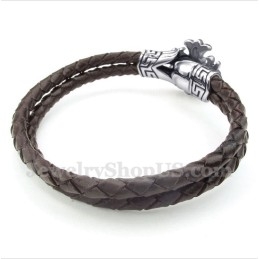 Pulseira Masculina De Couro De Titânio