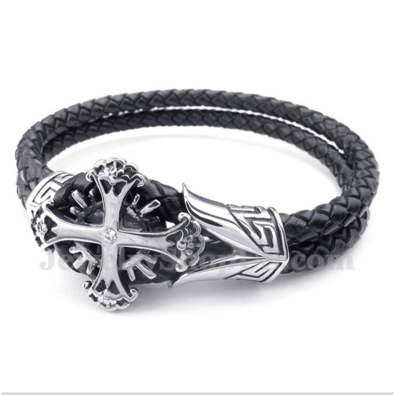 Pulseira Masculina De Couro De Titânio