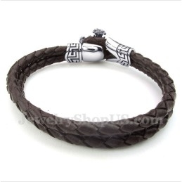 Pulseira Masculina De Couro De Titânio