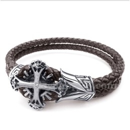 Pulseira Masculina De Couro De Titânio