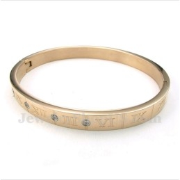 Pulseira Masculina De Titânio Com Diamantes E Ouro Rosa E Algarismos Romanos