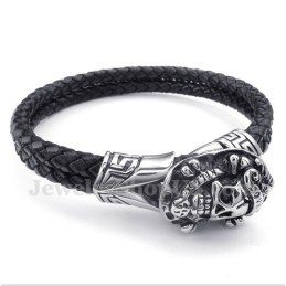 Pulseira Masculina De Couro De Titânio