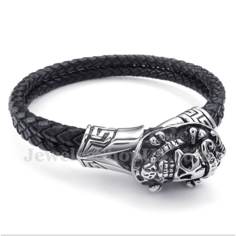 Pulseira Masculina De Couro De Titânio Pulseira Masculina De Couro De Titânio