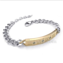 Pulseira Masculina De Titânio Com Algarismos Romanos E Diamantes