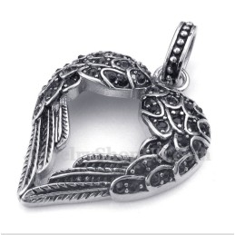 Pingente De Pena De Diamante De Titânio Masculino Com Corrente Grátis
