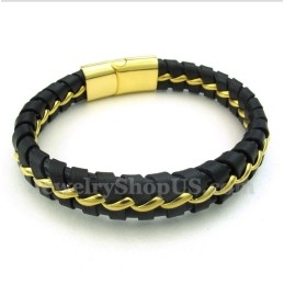 Pulseira Masculina De Couro De Titânio