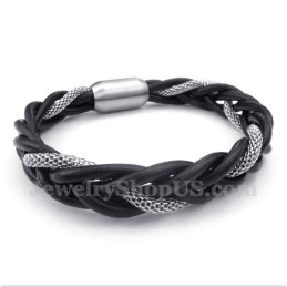 Pulseira Masculina De Couro De Titânio