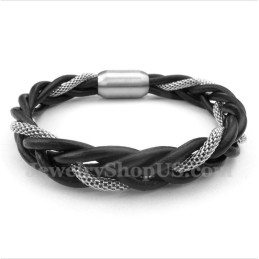 Pulseira Masculina De Couro De Titânio