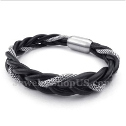 Pulseira Masculina De Couro De Titânio