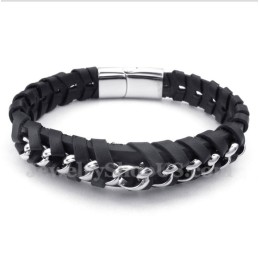 Pulseira Masculina De Couro De Titânio