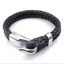 Pulseira Masculina De Couro E Titânio