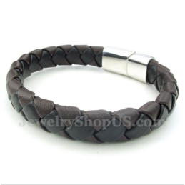 Pulseira Masculina De Couro E Titânio