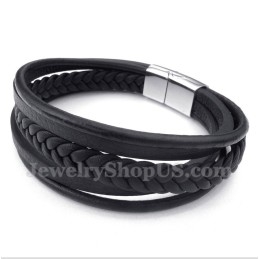 Pulseira Masculina De Couro E Titânio