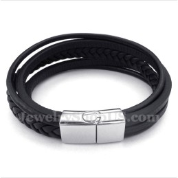 Pulseira Masculina De Couro E Titânio