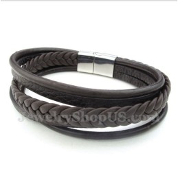 Pulseira Masculina De Couro E Titânio