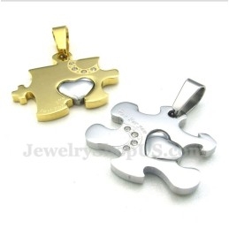 Pingente De Casal Em Titânio E Ouro Com Corrente Grátis (Um Par)