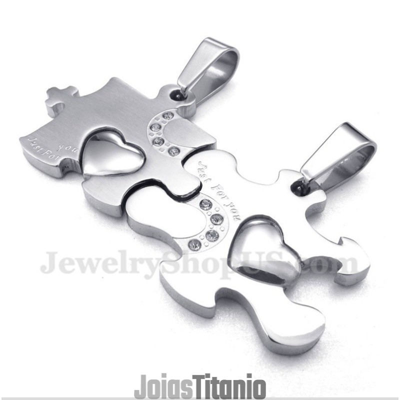 Pingente De Casal De Titânio Com Corrente Grátis (Um Par)