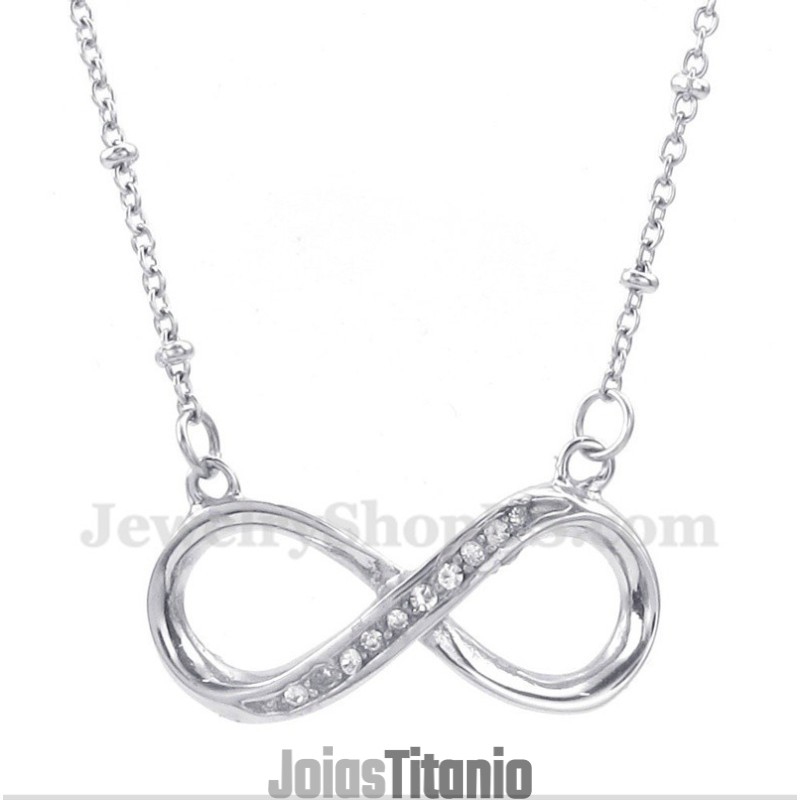 Colar Masculino Com Símbolo Do Infinito Em Titânio E Diamante Colar Masculino Com Símbolo Do Infinito Em Titânio E Diamante