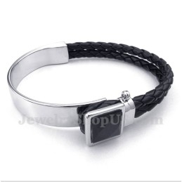 Pulseira Masculina De Couro E Titânio