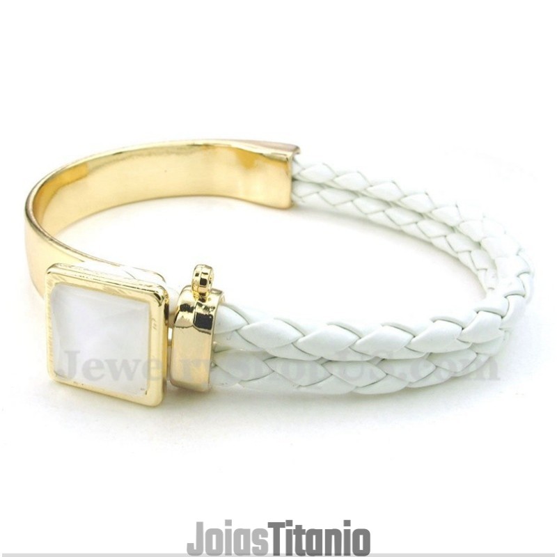 Pulseira Masculina De Couro E Titânio Pulseira Masculina De Couro E Titânio