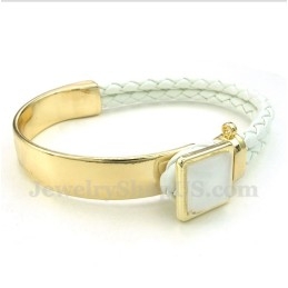 Pulseira Masculina De Couro E Titânio