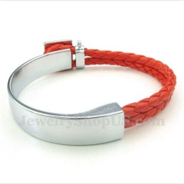 Pulseira Masculina De Couro E Titânio