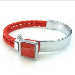 Pulseira Masculina De Couro E Titânio
