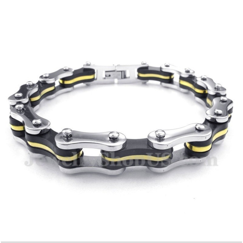 Pulseira De Borracha Com Corrente De Bicicleta De Titânio Masculina