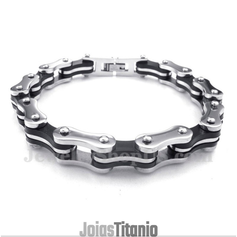 Pulseira De Borracha Com Corrente De Bicicleta De Titânio Masculina