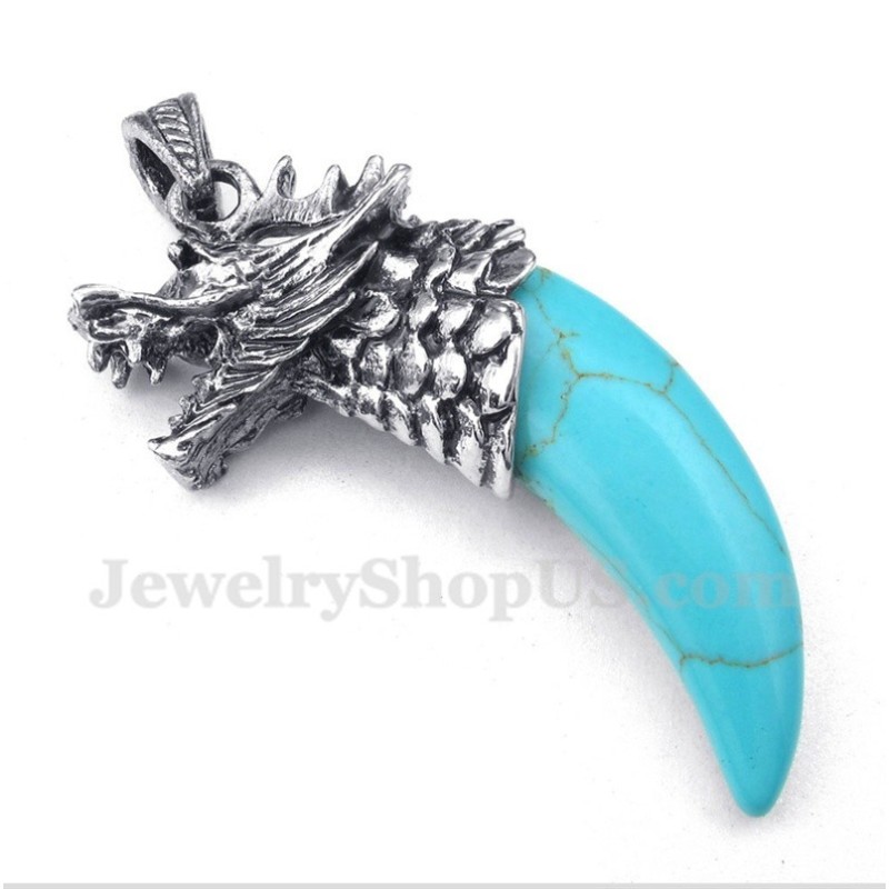 Pingente Masculino De Cabeça De Lobo Em Titânio Turquesa Com Corrente Grátis Pingente Masculino De Cabeça De Lobo Em Titânio Turquesa Com Corrente Grátis