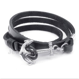 Pulseira Masculina De Couro De Titânio