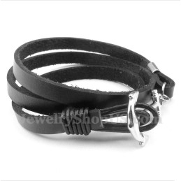 Pulseira Masculina De Couro De Titânio