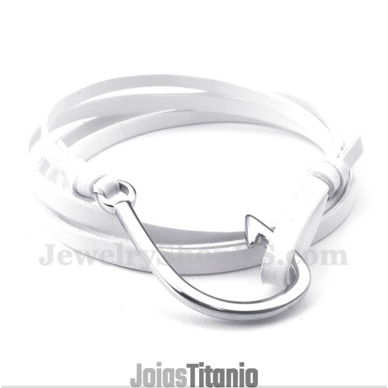 Pulseira Masculina De Couro De Titânio