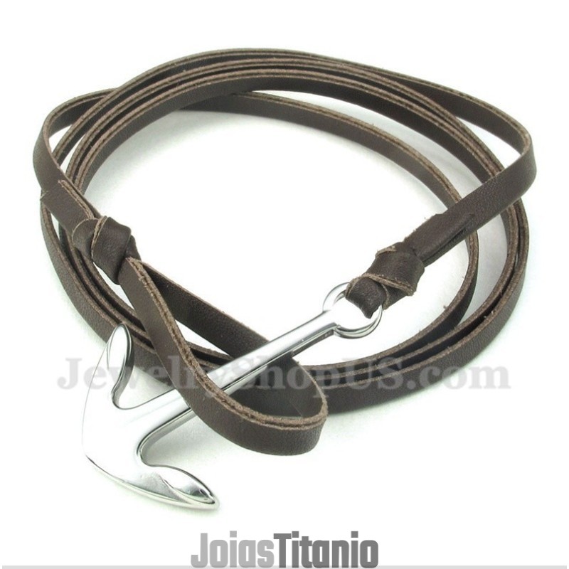 Pulseira Masculina De Couro De Titânio