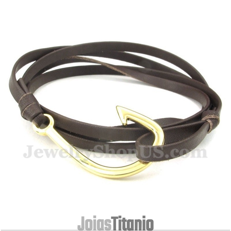 Pulseira Masculina De Couro De Titânio Pulseira Masculina De Couro De Titânio