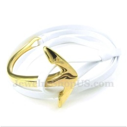 Pulseira De Âncora De Couro De Titânio Masculina