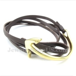Pulseira De Âncora De Couro De Titânio Masculina