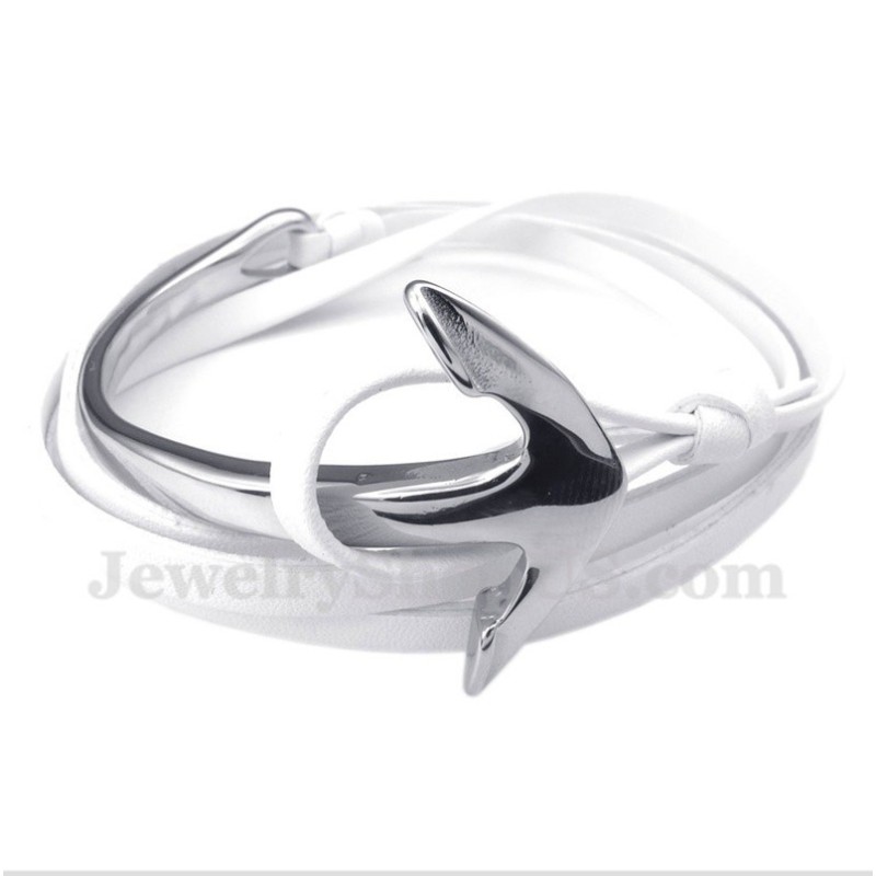 Pulseira De Âncora De Couro De Titânio Masculina