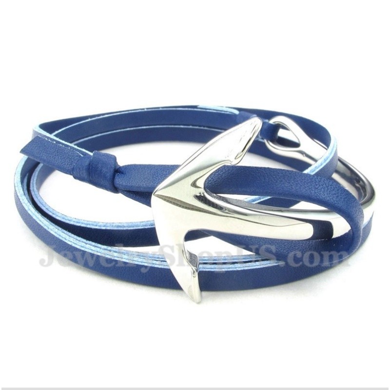 Pulseira De Âncora De Couro De Titânio Masculina