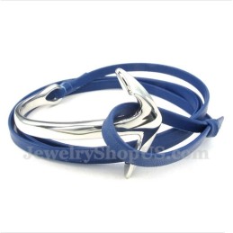 Pulseira De Âncora De Couro De Titânio Masculina