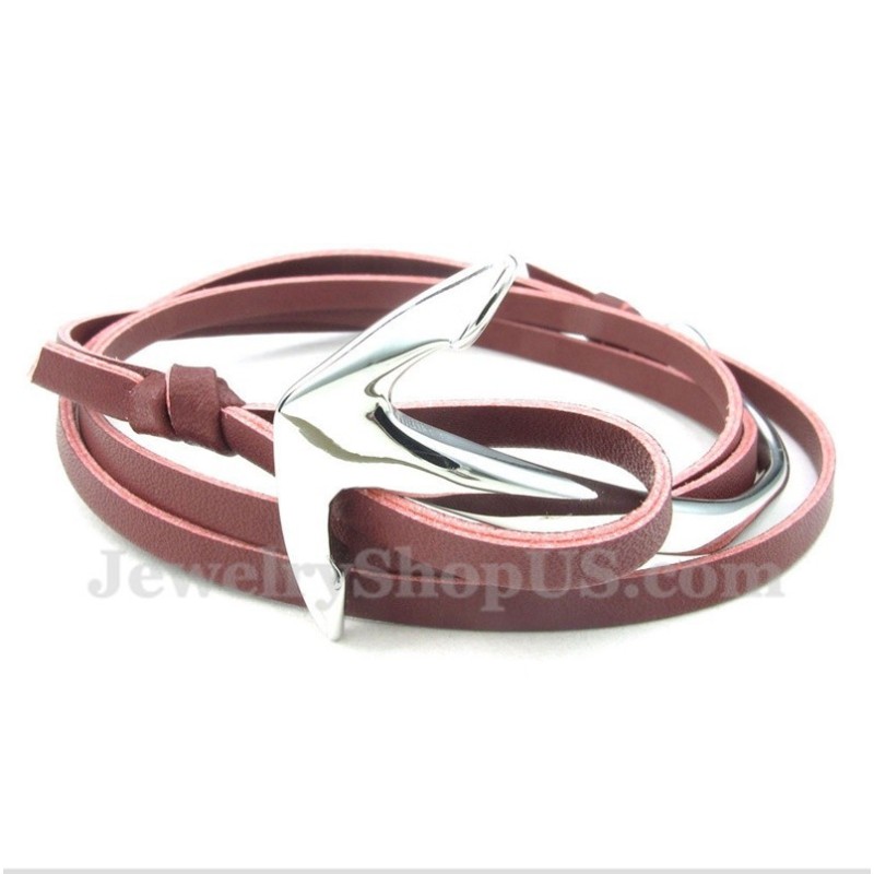Pulseira De Âncora De Couro De Titânio Masculina Pulseira De Âncora De Couro De Titânio Masculina