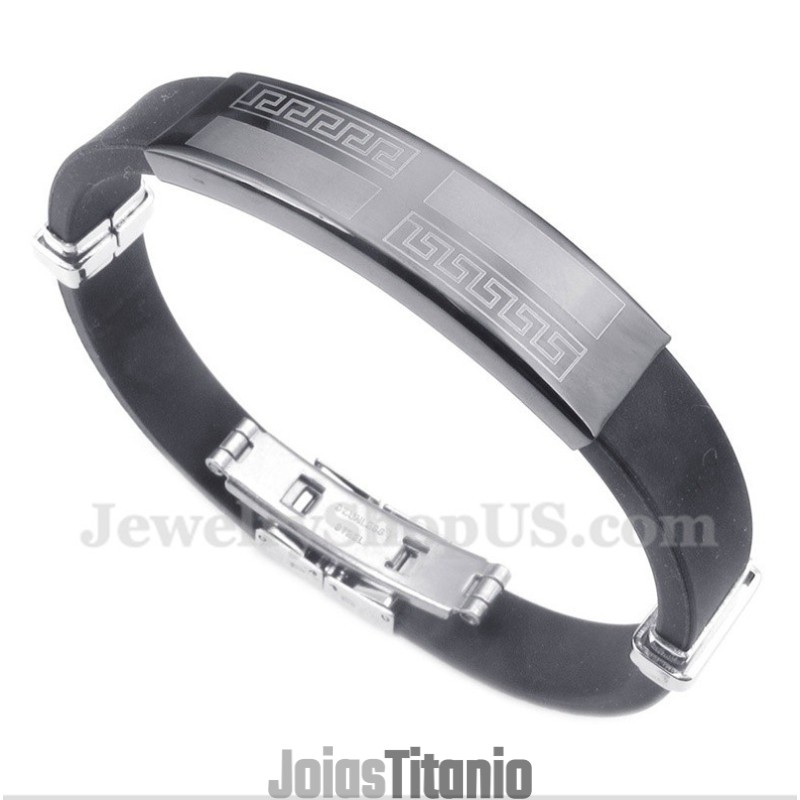 Pulseira Masculina De Borracha E Titânio Pulseira Masculina De Borracha E Titânio