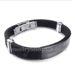 Pulseira Masculina De Borracha E Titânio