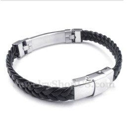 Pulseira Masculina De Couro E Ouro Rosa Em Titânio