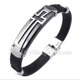 Pulseira Masculina De Titânio E Borracha Com Cruz