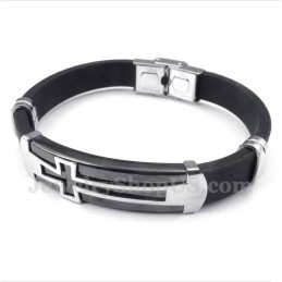 Pulseira Masculina De Titânio E Borracha Com Cruz