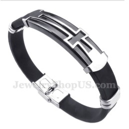 Pulseira Masculina De Titânio E Borracha Com Cruz